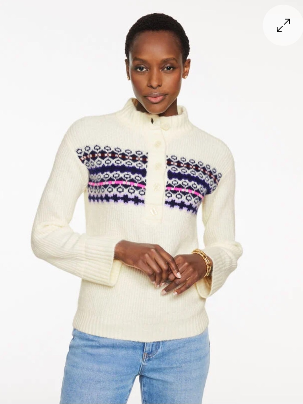 NWT Talbots Shaker Henley Pullover in Fair Isle